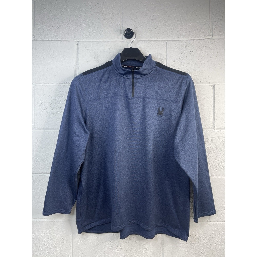 Spyder Active Men's 1/4 Zip Long Sleeve Pullover Navy Performance Shirt XXL EUC